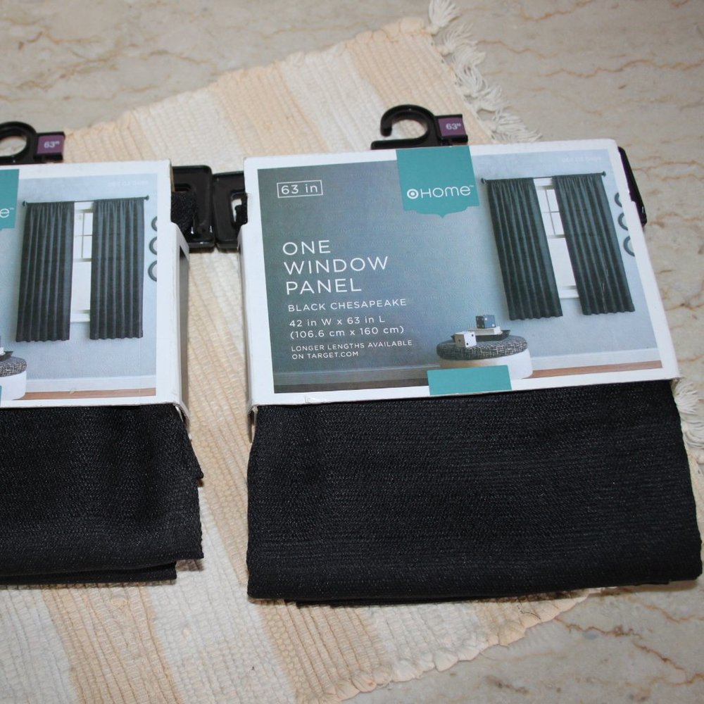 TARGET HOME CURTAINS WINDOW PANEL BLACK CHESAPEAKE LOT 2 -(1) EACH PACK 42"x63"
